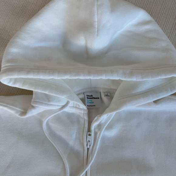 Aritzia TNA Cozy Fleece Boyfriend Fit Full Zip Hoodie - White - Picture 5 of 5